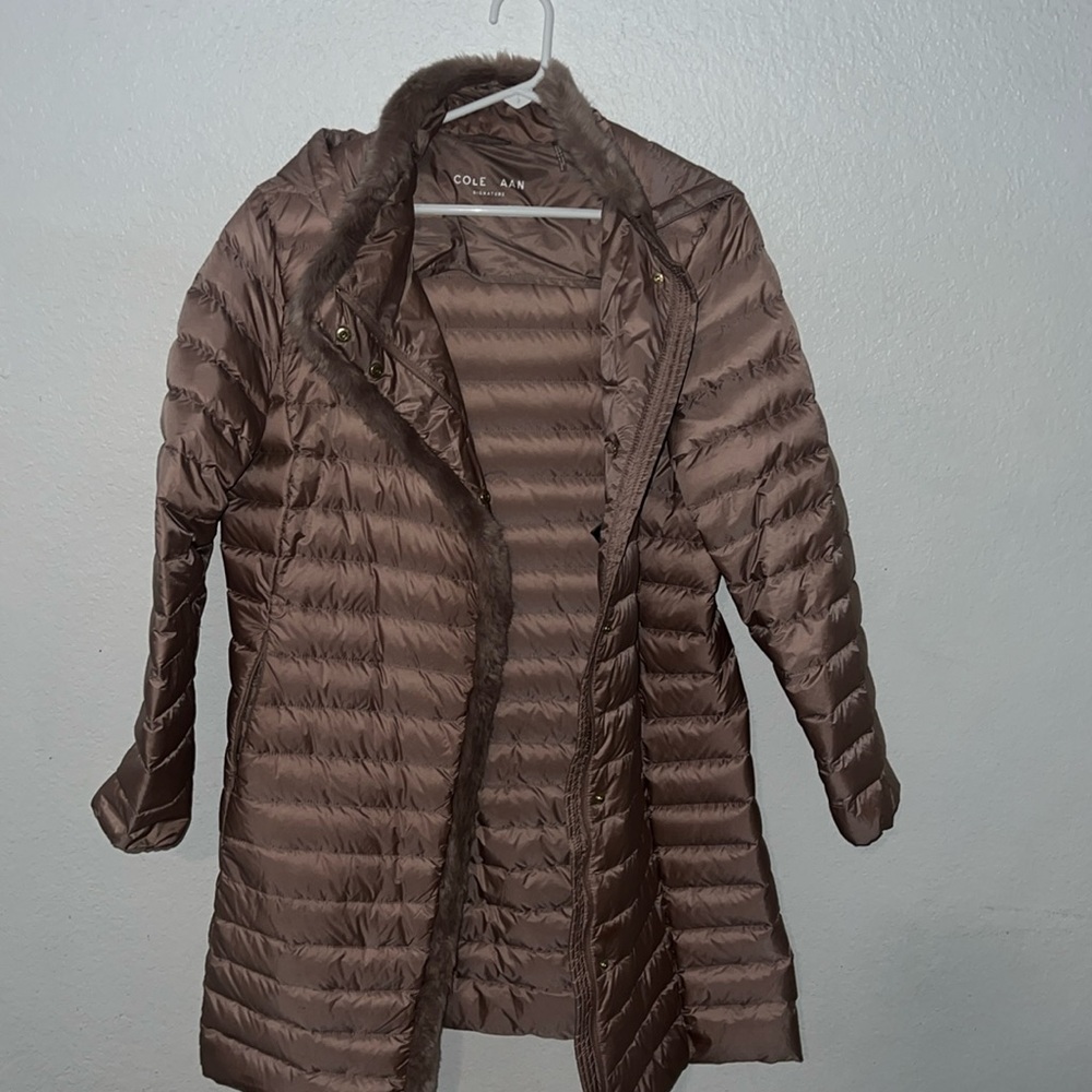 Cole Haan tan puff jacket. Size L.